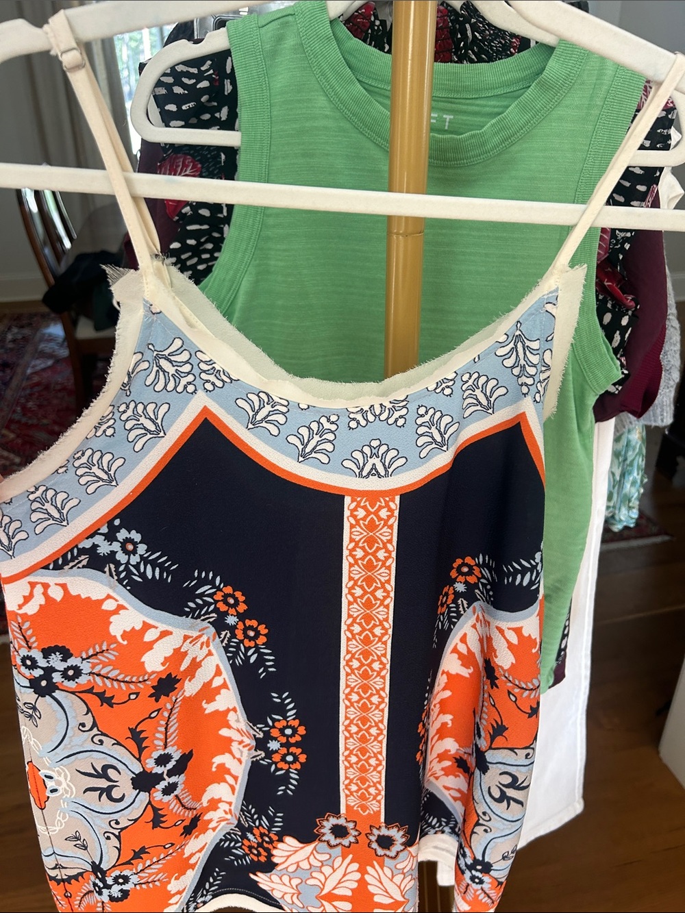 Blu Pepper Navy, Orange & Light Blue Patterned Camisole